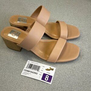 NEW Dolce Vita Sharona Women's Size 8 Block Heel Slide Sandals Tan